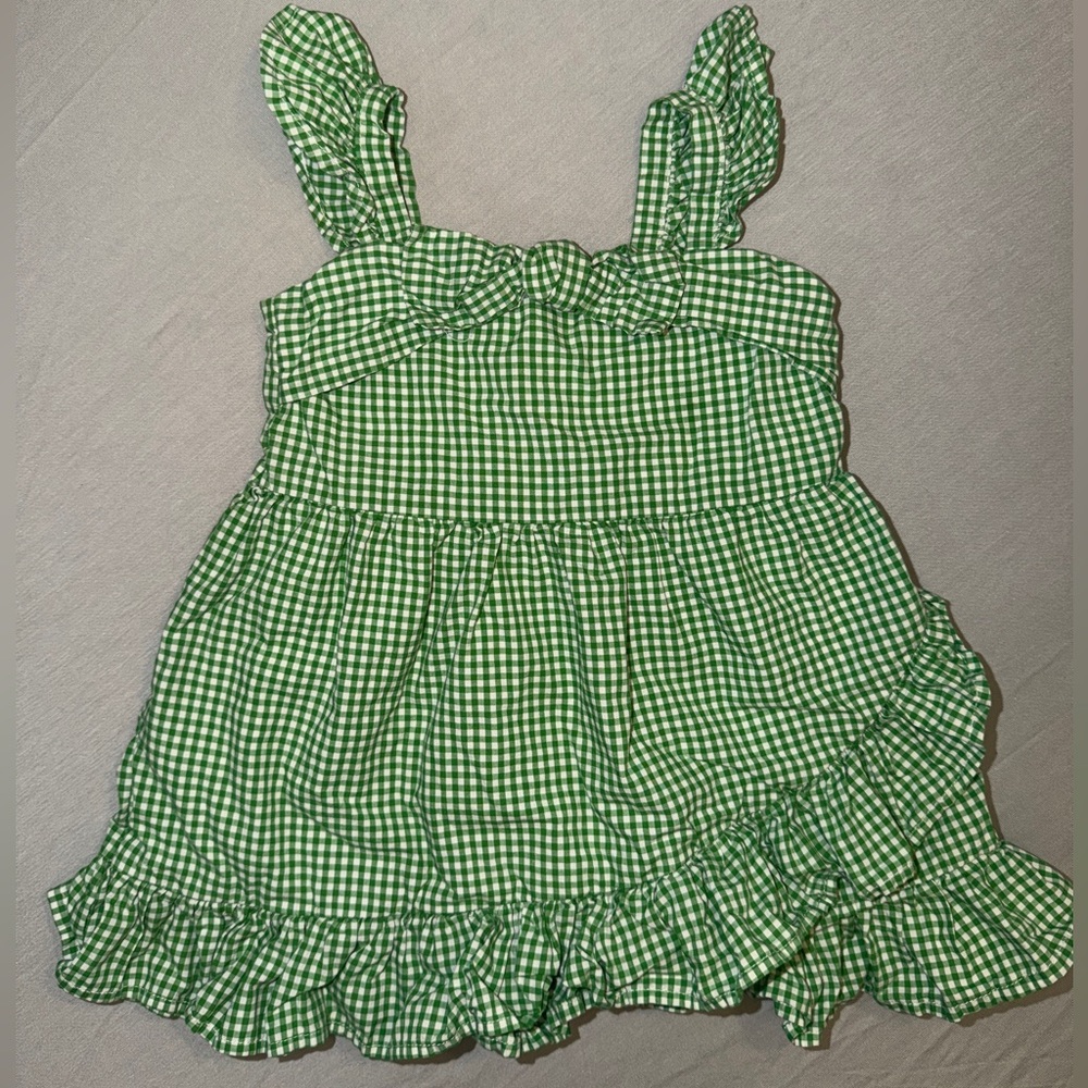 Janie and Jack Green Checkered Dress 12-18 Months